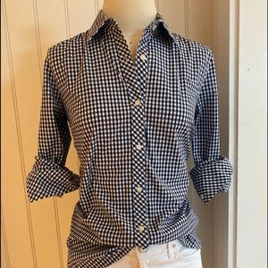 Women’s gingham button down shirt